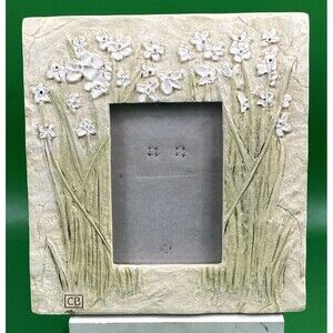 Cheri Blum Stone Look Resin Floral Easel Back Picture Frame Holds 3.5" X 5"
